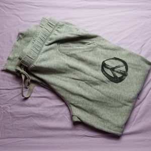 Gray PINK victoria secrets sweat pants SZ med